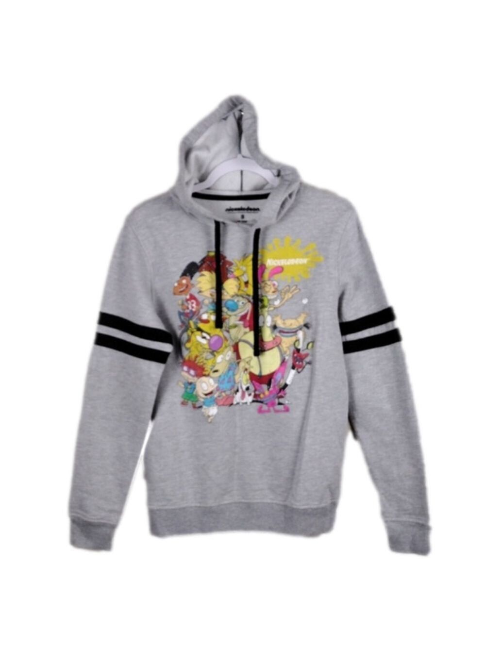 Nickelodeon Multi-Character Cartoon Gray Long Sleeve Pullover Hoodie Sweatshirt